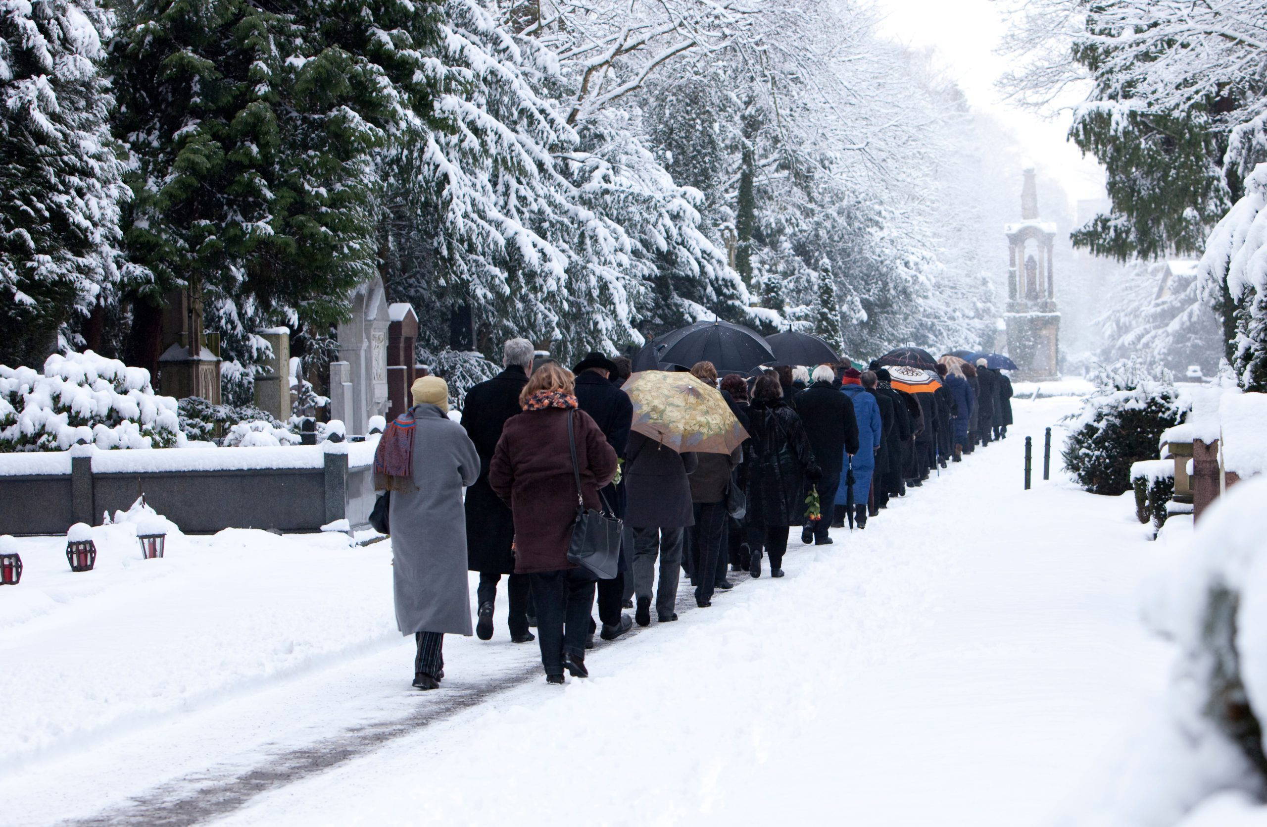 procession in winter